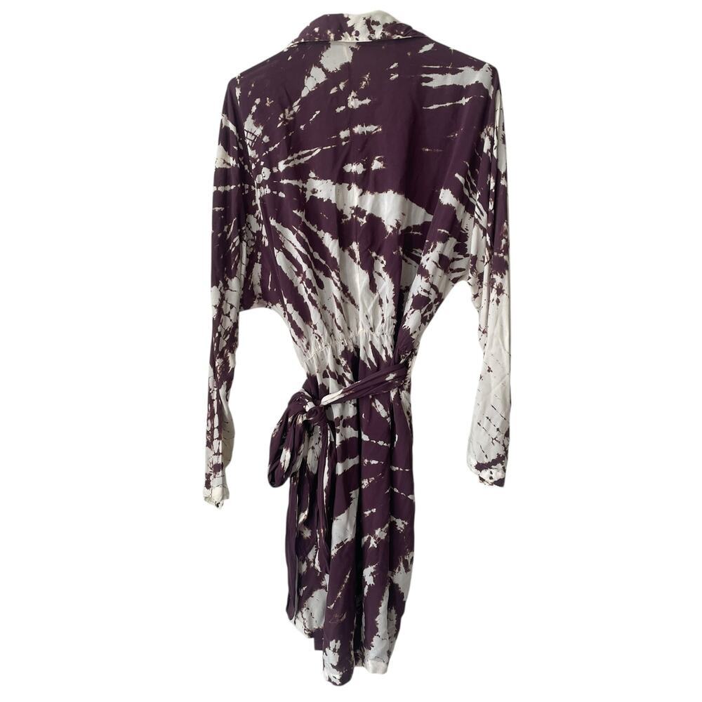 H Starlett Mini Dress Tie Dye Wrap V Neckline Purple White Size Medium - Picture 5 of 7